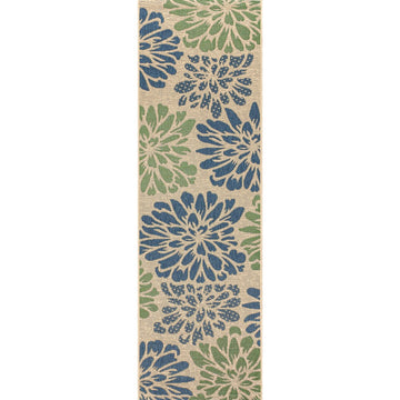 Zinnia Modern Floral Textured Weave Indoor/outdoor Runner Rug